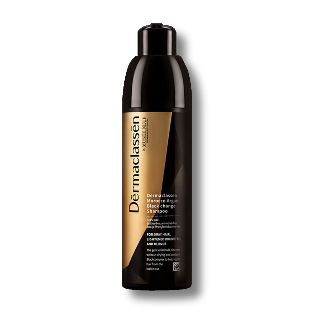 Шампунь 3 в 1 для зафарбовування сивини Dermaclassen Morocco Argan Black Change Shampoo 200ml